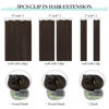 Picture of DOORES Human Hair Extensions Clip in, 5pcs 75g Light Dark Brown 14 Inch Remy Clip in Hair Extensions Natural Hair Extensions Straight