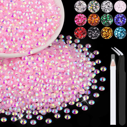 Picture of 4000PCS 4mm Resin Jelly Rhinestones in Bulk (Light Pink AB), Bedazzling Flatback Crystals Rhinestones for Crafting DIY Nail Decoration, Gems Diomand Charms for Tumbler Shoes Clothing Fabric