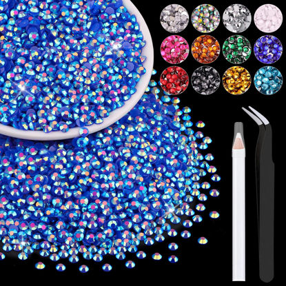 Picture of 5000PCS 3mm Resin Jelly Rhinestones in Bulk (Dark Blue AB), Bedazzling Flatback Crystals Rhinestones for Crafting DIY Nail Decoration, Gems Diomand Charms for Tumbler Shoes Clothing Fabric