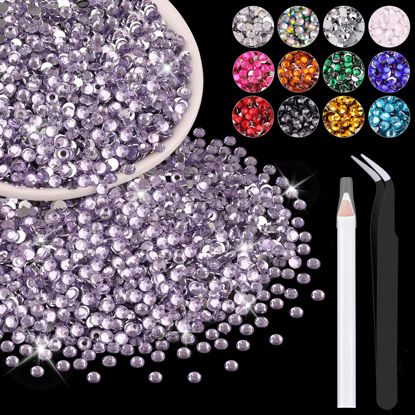 Picture of 5000PCS 3mm Resin Rhinestones in Bulk (Light Purple), Bedazzling Flatback Crystals Rhinestones for Crafting DIY Nail Decoration, Gems Diomand Charms for Tumbler Shoes Clothing Fabric