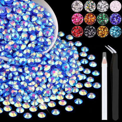 Picture of 1200PCS 6mm Resin Jelly Rhinestones in Bulk (Dark Blue AB), Bedazzling Flatback Crystals Rhinestones for Crafting DIY Nail Decoration, Gems Diomand Charms for Tumbler Shoes Clothing Fabric