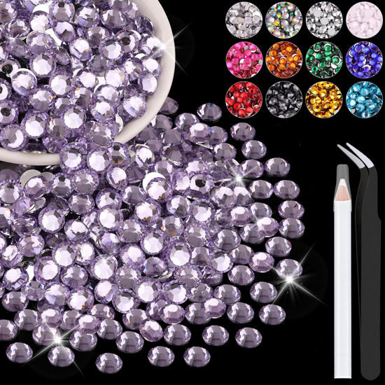 Picture of 2500PCS 5mm Resin Rhinestones in Bulk (Light Purple), Bedazzling Flatback Crystals Rhinestones for Crafting DIY Nail Decoration, Gems Diomand Charms for Tumbler Shoes Clothing Fabric