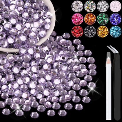Picture of 1200PCS 6mm Resin Rhinestones in Bulk (Light Purple), Bedazzling Flatback Crystals Rhinestones for Crafting DIY Nail Decoration, Gems Diomand Charms for Tumbler Shoes Clothing Fabric