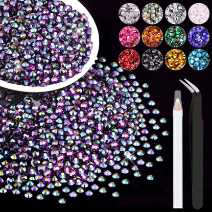 Picture of 5000PCS 3mm Resin Jelly Rhinestones in Bulk (Purplish Black AB), Bedazzling Flatback Crystals Rhinestones for Crafting DIY Nail Decoration, Gems Diomand Charms for Tumbler Shoes Clothing Fabric