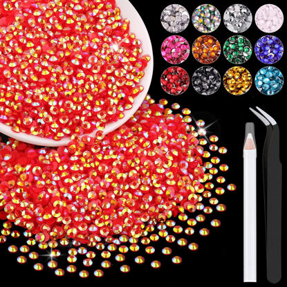 Picture of 5000PCS 3mm Resin Jelly Rhinestones in Bulk (Red AB), Bedazzling Flatback Crystals Rhinestones for Crafting DIY Nail Decoration, Gems Diomand Charms for Tumbler Shoes Clothing Fabric