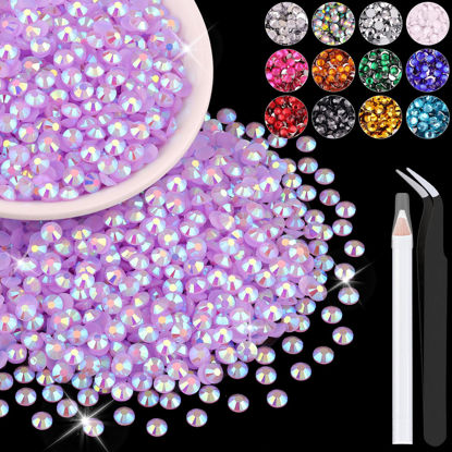 Picture of 4000PCS 4mm Resin Jelly Rhinestones in Bulk (Lavender Purple AB), Bedazzling Flatback Crystals Rhinestones for Crafting DIY Nail Decoration, Gems Diomand Charms for Tumbler Shoes Clothing Fabric