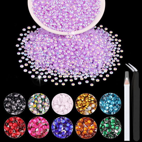 Picture of 5000PCS 2mm Resin Jelly Rhinestones in Bulk (Lavender Purple AB), Bedazzling Flatback Crystals Rhinestones for Crafting DIY Nail Decoration, Gems Diomand Charms for Tumbler Shoes Clothing Fabric