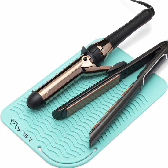 Picture of Heat Resistant Mat - Iron Mat - Curling Iron Holder - Silicone Heat Resistant Mat - Makeup Mat - Hot Tools Mat - Hot Tools Flat Iron Holder