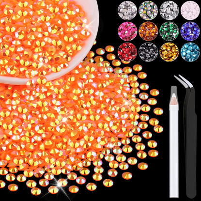 Picture of 4000PCS 4mm Resin Jelly Rhinestones in Bulk (Orange AB), Bedazzling Flatback Crystals Rhinestones for Crafting DIY Nail Decoration, Gems Diomand Charms for Tumbler Shoes Clothing Fabric