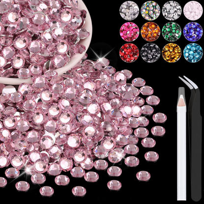 Picture of 2500PCS 5mm Resin Rhinestones in Bulk (Light Pink), Bedazzling Flatback Crystals Rhinestones for Crafting DIY Nail Decoration, Gems Diomand Charms for Tumbler Shoes Clothing Fabric