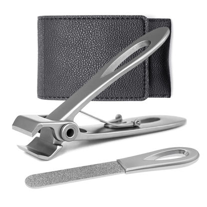 Picture of VOGARB Nail Clippers for Thick Nails Wide Jaw Opening Large Straight Blades Flat Edge Fingernail Toenail Cutter with Nail File Set for Men,Women,Adult,Seniors,Stainless Steel(Flat Edge-S)