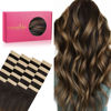 Picture of WENNALIFE Tape in Hair Extensions Human Hair, 20pcs 60g 26 inch Balayage Dark Brown Mixed Chestnut Brown Remy Hair Extensions Straight Human Hair Tape in Extensions Skin Weft Tape Extension Human Hair