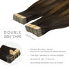 Picture of WENNALIFE Tape in Hair Extensions Human Hair, 20pcs 60g 26 inch Balayage Dark Brown Mixed Chestnut Brown Remy Hair Extensions Straight Human Hair Tape in Extensions Skin Weft Tape Extension Human Hair
