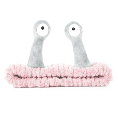 Picture of Face Wash Headband, Palm and Snail Spa Hair Bands Makeup Headbands Women Cartoon Cute Coral Fleece Elastic Headband Creative Hair Accessories for Washing Face Shower Sports (Pink&Grey)