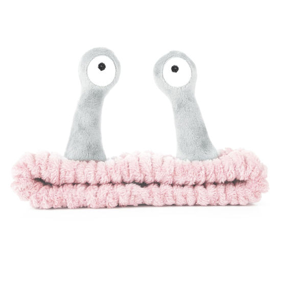 Picture of Face Wash Headband, Palm and Snail Spa Hair Bands Makeup Headbands Women Cartoon Cute Coral Fleece Elastic Headband Creative Hair Accessories for Washing Face Shower Sports (Pink&Grey)