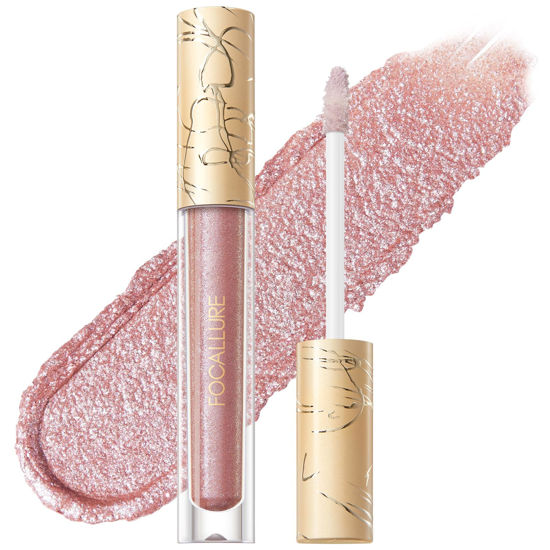 Picture of FOCALLURE Metallic Liquid Lipstick,Non Stick Cup Lip Gloss,High Impact Lip Color with Transfer-proof Wear,Long Lasting & Waterproof Lipstick Makeup for Women,Dying Star