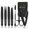 Picture of SWEET VIEW 7pcs Eyebrow Tweezers Set, Stainless Steel Tweezers for Women and Man, Precision Plucker Tweezers for Facial Hair, Chin, Eyebrow, Splinter and Ingrown Hair
