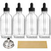 Picture of AOZITA 4 Pack, 4oz Clear Glass Dropper Bottles with 1 Funnel & 4 Lables - 120ml Tincture Bottles with Eye Droppers - Leakproof Travel Bottles For Essential Oils, Liquids