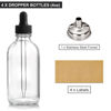Picture of AOZITA 4 Pack, 4oz Clear Glass Dropper Bottles with 1 Funnel & 4 Lables - 120ml Tincture Bottles with Eye Droppers - Leakproof Travel Bottles For Essential Oils, Liquids