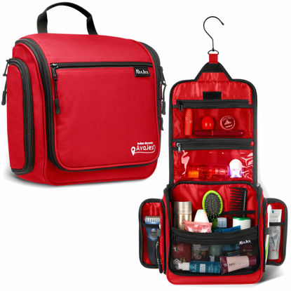Picture of Travel Toiletry Bag for Men and Women - Large Hanging Toiletry Organizer - Waterproof Hygiene Bag with Metal XXL Swivel Hook, with YKK Zippers and 19 Compartments for Toiletries, Makeup, Cosmetics