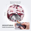 Picture of INNELO Luxury Shower Cap for Women Reusable Waterproof, Double Layered Shower Hair Cap with Adjustable Elastic Strap, Large Satin Lined Shower Bath Cap for Long Curly Straight Hair, Pink-Flower