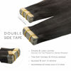 Picture of WENNALIFE Tape in Hair Extensions Human Hair, 20pcs 50g 22 inch Natural Black Remy Hair Extensions Straight Human Hair Tape in Extensions Skin Weft Tape Extensions Human Hair