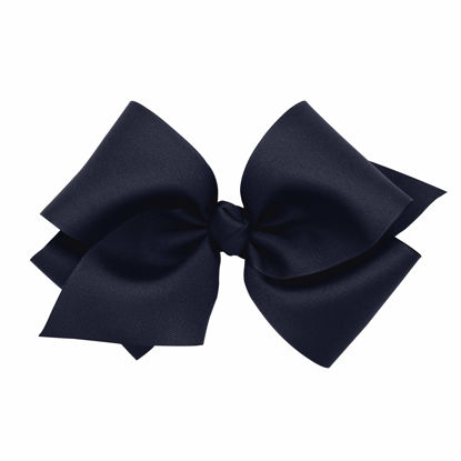 Picture of Wee Ones Girls' Classic Grosgrain Hair Bow with Knot Wrap Center on a French Clip, Huge, Navy