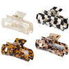 Picture of 4Pcs Hair Claw Clips, Acetate Hair Banana Barrettes, French Butterfly Jaw Clips, Mermaid Color Crab Hairpin, Leopard Print Stylish Hair Accessories for Women Girls (4 Pcs)