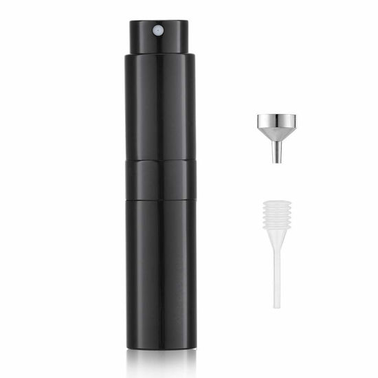 Picture of LISAPACK 8ML Atomizer Perfume Spray Bottle for Travel, Empty Refillable Cologne Dispenser, Portable Sprayer for Men and Women (Gloss Black)