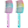 Picture of 2 Pack Detangling Brush Getting Knots Out without Pain Adds Shine and Makes Hair Smooth,Detangler Boar Bristle Hair Brush for Adult & Kids Wet or Dry Hair(Green&Pink)