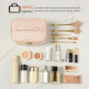 Picture of Meiyuuo Travel Makeup Bag Checkered Multi Color Portable Small Cosmetic Bags for Women Zipper Pouch Toiletry Bag Make up Organizer Waterproof Cute (Chess Plaid Khaki Beige)