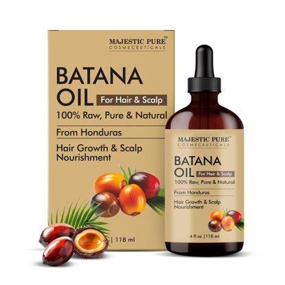 Picture of Majestic Pure Batana Oil for Hair & Scalp Nourishment, Strengthening, Nourishing, Voluminizing - Non GMO Verified, 4 Fl Oz