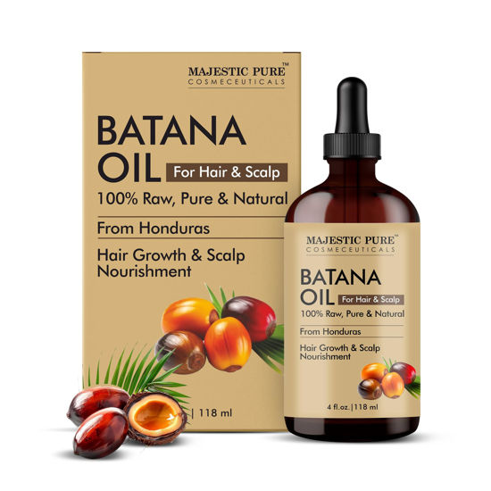 Picture of Majestic Pure Batana Oil for Hair & Scalp Nourishment, Strengthening, Nourishing, Voluminizing - Non GMO Verified, 4 Fl Oz