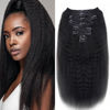 Picture of Mihugass Clip in Hair Extensions Real Human Hair Clip Ins 100% Unprocessed Brazilian Virgin Hair Clip Ins Seamless Kinky Straight Hair Clip in Hair Extensions 8pcs with 18 Clips 120g(22inch)