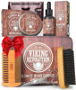 Picture of Viking Revolution Ultimate Grooming Kit for Men - Boar Brush, Wood Comb, Sandalwood Balm & Oil, Scissors for Beard & Mustache