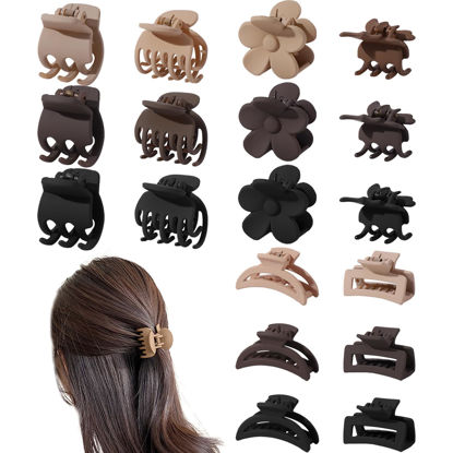 Picture of Drnytunk 18 Pcs Small Hair Clips Claw Clips for Women,Various Styles Hair Claw Clips Set Butterfly Hair Clips Flower Claw Clips for Thick Thin Hair Rectangle Hair Clip Hair Styling Accessories,Neutral