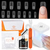 Picture of modelones Gel X Nail Kit, Gel x Nail Tips Medium Square, 9-in-One Nail Glue & Portable U V Nail Lamp, 216Pcs 12Sizes Press On Acrylic False Nails Tip Nail Extension DIY Nails Art Gift for Women