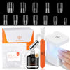 Picture of modelones Gel X Nail Kit, Short Square Gel x Nail Tips 9-in-One Nail Glue & Portable U V Nail Lamp, 216Pcs 12Sizes Press On Acrylic False Nails Tip DIY Nails Art Nail Extension Gift for Women