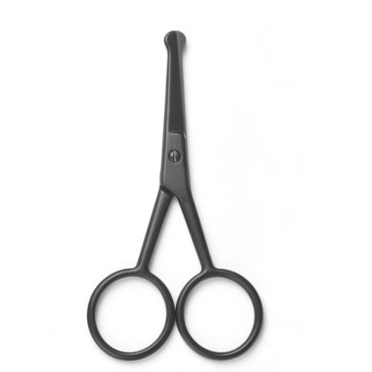 Picture of Motanar Multicolor Professional Grooming Scissors for Personal Care Facial Hair Removal and Ear Nose Eyebrow Trimming Stainless Steel Fine Straight Tip Scissors 3.9 Inch (Black Safety Head B)