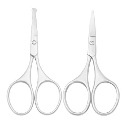 Picture of Motanar Multicolor Professional Grooming Scissors for Personal Care Facial Hair Removal and Ear Nose Eyebrow Trimming Stainless Steel Fine Straight Tip Scissors 3.9 Inch (Silver Set D)