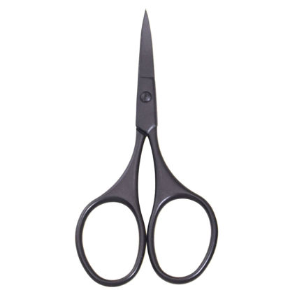Picture of Motanar Multicolor Professional Grooming Scissors for Personal Care Facial Hair Removal and Ear Nose Eyebrow Trimming Stainless Steel Fine Straight Tip Scissors 3.9 Inch (Black Curved D)