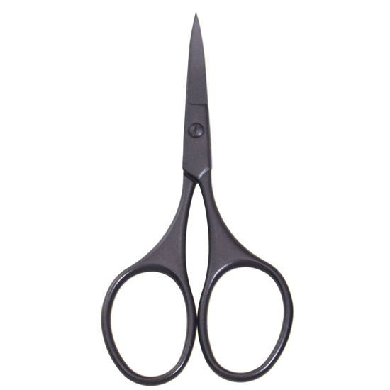 Picture of Motanar Multicolor Professional Grooming Scissors for Personal Care Facial Hair Removal and Ear Nose Eyebrow Trimming Stainless Steel Fine Straight Tip Scissors 3.9 Inch (Black Curved D)