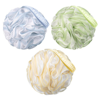 Picture of AmazerBath Loofah Sponge, Shower Loofah 60g/PCS - Body Scrubber Loofa Set of 3 Tranquil Tints Trio, Bath Sponge for Men and Women