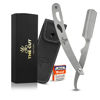 Picture of The Cut- Factory- Straight Razor with 100 Pack Platinum Treat Single Blade Razors for Men- Professional Barber Straight Edge Razor for Close Shaving 100 Percent Stainless Steel-Silver
