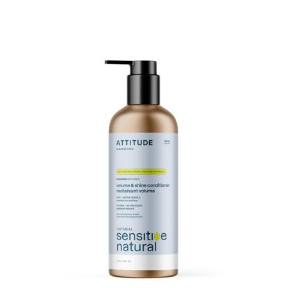 Picture of ATTITUDE Gentle Volumizing Conditioner for Sensitive Skin with Oats, Dermatologically Tested, Vegan, Unscented, Aluminum Bottle, 16 Fl Oz