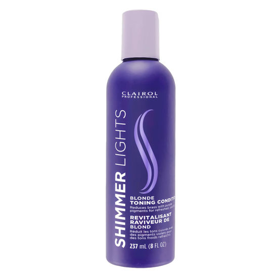 Picture of Clairol Professional Shimmer Lights Purple Conditioner, 8 fl. Oz Neutralizes Brass & Yellow Tones For Blonde, Silver, Gray & Highlighted Hair Packaging May Vary