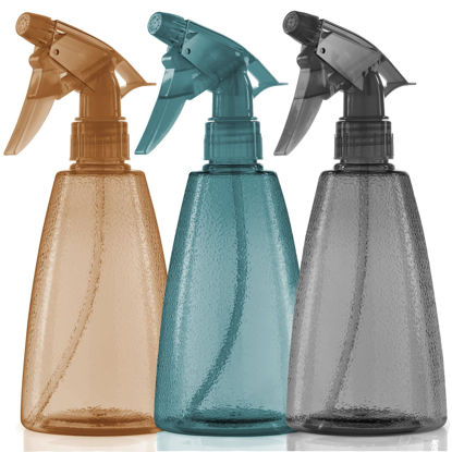 Picture of Spray Bottles 3-Pack, 16 Oz, Mist & Stream, Plastic Water Spray Bottle for Hair, Essential Oils, Plants, Cleaning Solutions, Cat Dog Correction Behavior - Empty Spray Bottles (Orange, Navy, Gray)