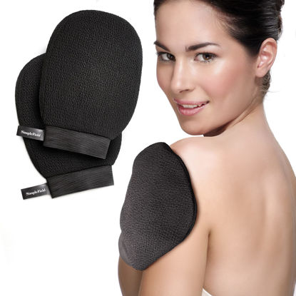 Picture of SimpleField Korean Exfoliating Mitt for Remove Dead Skin. 2 Pack 100% Viscose Kessa Deep Exfoliating Gloves for Body Scrub, Keratosis Pilaris and Self Tanning. Easily Smooth Skin Surface.