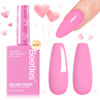 Picture of Beetles Pink Gel Nail Polish, 15ML Light Pink Bright Pink Valentines Gel Nail Polish Solid Color Soak Off UV LED Lamp French Gel Polish Spring Colorful Bottle Gel Manicure Gift for Women