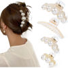 Picture of Mehayi 4 PCS Large Pearl Hair Claw Clips for Women Girls, Hair Barrette Clamps for Thick Thin Hair, Fashion Hair Accessories Headwear Styling Tools for Party Wedding